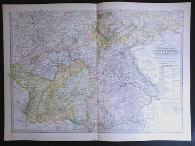 Edwardian Map of The German Empire, SW Part (1902) ex Century Atlas of the World - Image 1 of 3