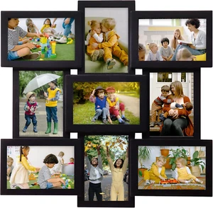 Rustic Photo Frame Set For Wall 9 Opening Picture Collage Decorative Display - Picture 1 of 12
