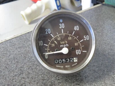 Velocímetro de colección Nippon Seiki Suzuki 60 mph 100 km/h Speedo Gauge años 70? Foto 1 de 4
