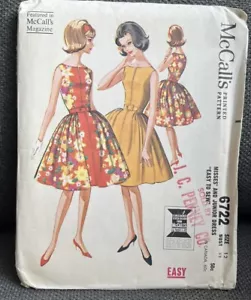 Vestido McCalls Vintage 1963 Costura Patrón 6722 Misses “Fácil de Coser” - Corte - Imagen 1 de 3