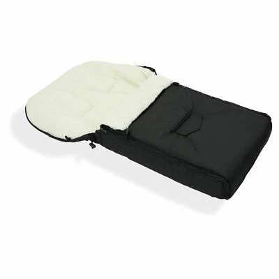 NATURAL Sheep WOOL Footmuff Cosytoes fits BUGABOO Pushchairs Prams Black