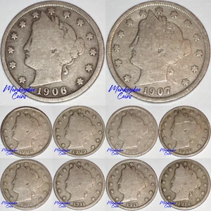 Lotto 11 monete Liberty V nichel - 1906-12 con 10 x2 e 11 x3 e 12 D - vedi foto - Foto 1 di 24