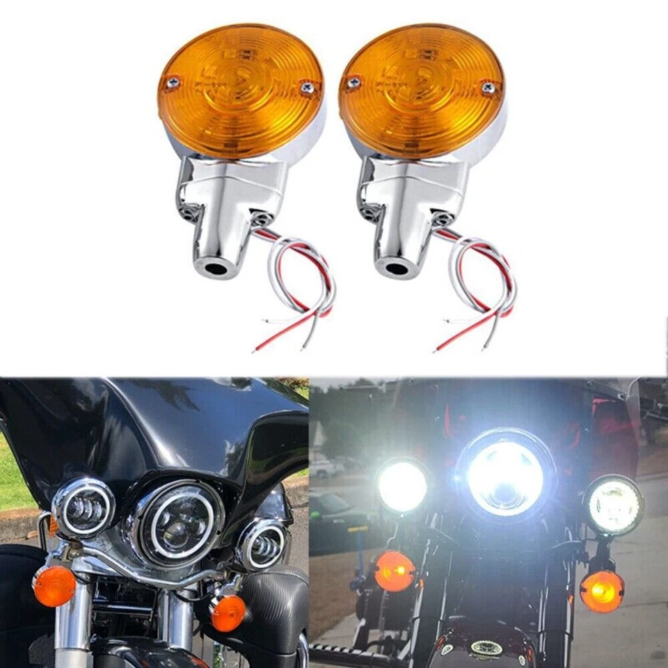 2 PIEZAS Luces LED ámbar universales de señalización de giro para motocicleta para Harley personalizadas EE. UU. Foto 1 de 4