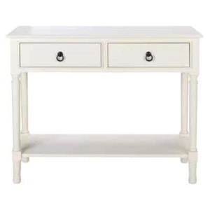 Haines 13 in. White Rectangle Wood Console Table with Drawer - Picture 1 of 6