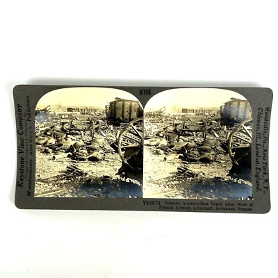 Fotos antiguas de la Primera Guerra Mundial Keystone View Co depósito de municiones alemán Francia V18873 Foto 1 de 4