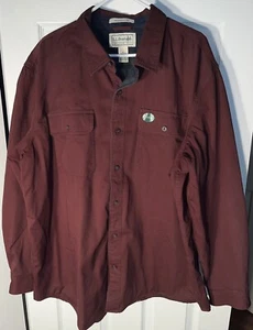 LL Bean Men’s XXL Maroon Hurricane Canvas Flannel Lined Long Sleeve Button Shirt - Picture 1 of 10
