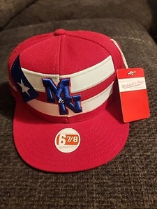 NWT MITCHELL AND NESS RARE PUERTO RICO FLAG BASEBALL FITTED HAT SIZE 6 7/8 - Picture 1 of 17
