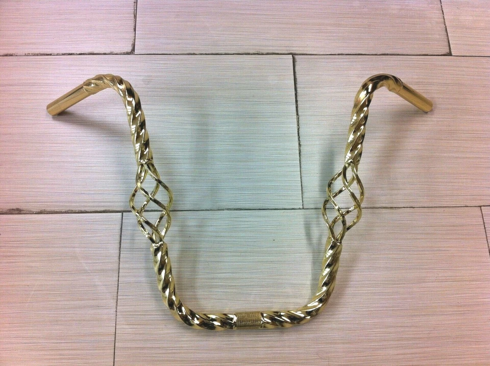 Guidão de bicicleta torcido enjaulado dourado 15" elevação bicicletas Lowrider Cruiser - Imagem 1 de 1