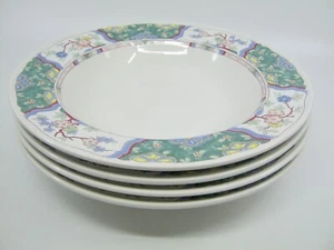 4 Mikasa Villa Medici Provincial Rim Soup Bowls Asian Oriental Blue CV900 9.25" - Picture 1 of 7