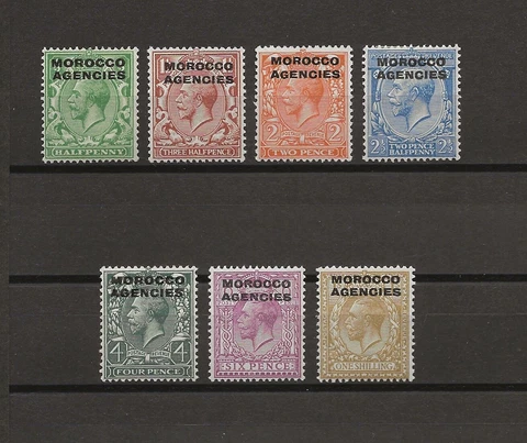 MOROCCO AGENCIES/BRITISH CURRENCY 1925/36 SG 55/61 MINT Cat £55 Cover