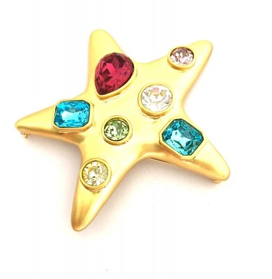 KENNETH JAY LANE, BROCHE ESTRELLA ORO/MULTI ESMALTE PIN CON CRISTALES MULTIFORMA, Foto 1 de 4