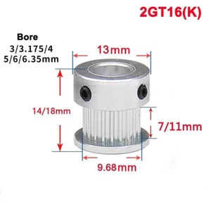 GT2 Timing Belt Pulley 16T Bore3-6 Synchronous Wheel for Drive Belt Width 6/10mm - Picture 1 of 2