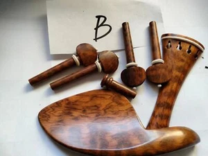 1Set Quality Snake Wood Violin Parts 4/4 Tailpiece Chin Rest 4 Violin Peg Endpin - Picture 1 of 5