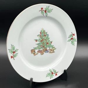 Meiwa Home for the Holidays Porcelain Salad Plate 8" 22K Gold Trim Christmas - Picture 1 of 6