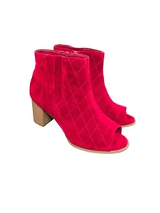 JC Women's Red Henley Ankle Boots Peep Toe Zipper NWB Size 10 - Picture 1 of 7