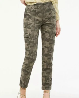 ⚫️NWT JCREW CAMO CARGO PANTS SZ 27 High Rise Jacquard $98 Olive Crop Chino Work - Image 1 of 4
