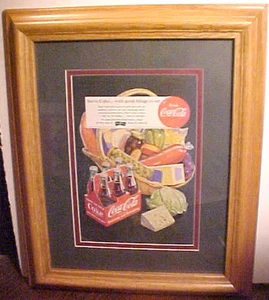 VINTAGE COCA-COLA COPYRIGHT 1951 PROFESSIONALY FRAMED ADVERTISMENT PRINT, V GOOD - Picture 1 of 1