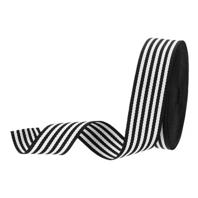 1" Schwarz-Weiß gestreiftes Ripsband, 10 Yard Polyester Stoff Streifen - Bild 1 von 4