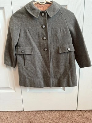Abrigo de lana infantil vintage años 50 gris hecho en unión ILGWU AFL-CIO RARO Foto 1 de 4