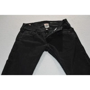 Pantalones de mezclilla True Religion para mujer 30 x 32 calce ajustado mezcla de algodón elástico botón mosca negros - Imagen 1 de 11