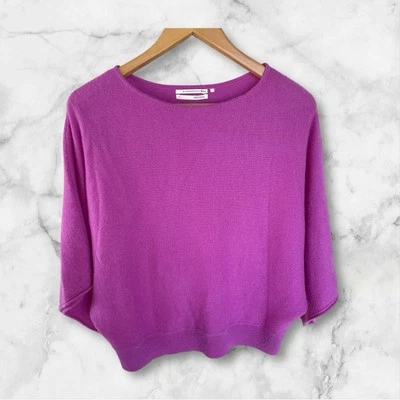 Suéter Anthropologie Mujer Pequeño Púrpura Fucsia Recortado 100% Cachemira Foto 1 de 4