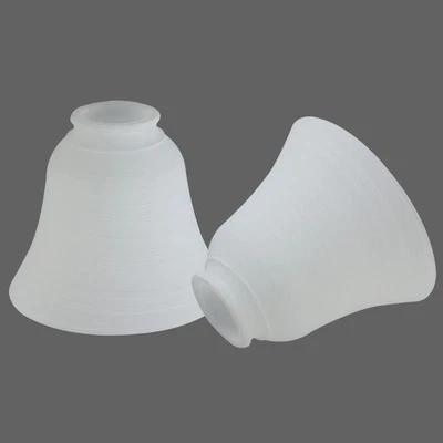 2 Pack White Frosted Spiral Textured Glass Lamp Shades, Bell Shaped Light Fix... - Image 1 of 4