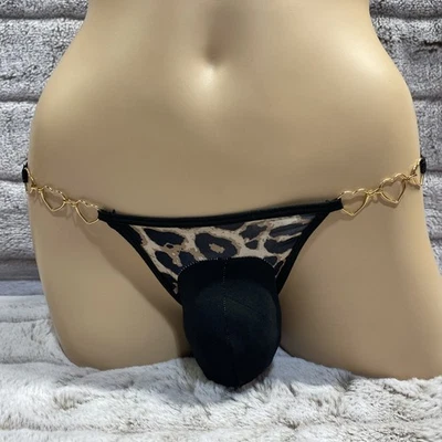 Mutandine 26-37 M/L leopardate micro vita bassa Y2K perizoma trans donna uomo sexy marsupio - Immagine 1 di 4