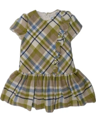MAYORAL Girls Short Sleeve Drop Waist Dress 2-3 Years Green Check AO13 - Image 1 of 3
