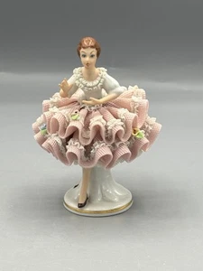 Vintage Dresden Porcelain Woman in Lace figurine Sandizell West Germany - Picture 1 of 6