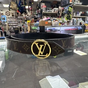 Authentic Louis Vuitton M9830 Monogram LV Circle Buckle Reversible Belt 120 47” - Picture 1 of 12