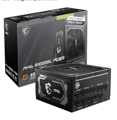 MSI MAG 1000W 80Plus Gold Internal ATX Power Supply MAGA1000GLPCIE5II - Image 1 of 4