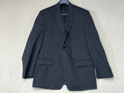 Calvin Klein Talla 43R Rayas Gris Negro Elástico 96% Lana Dos Botones Doble Ventilación Foto 1 de 4