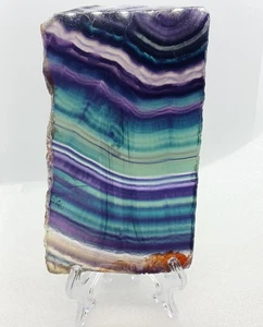 Losa grande de cristal de fluorita púrpura pulido natural arco iris losa de piedra de fluorita - Imagen 1 de 8