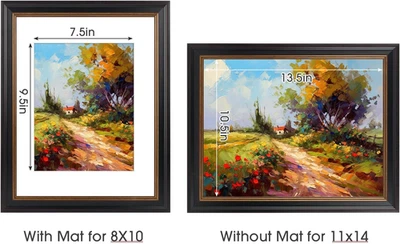 , Marco de fotos negro 11x14 con adornos borgoña y dorado, tapete blanco para fotos de 8x10 Foto 1 de 4