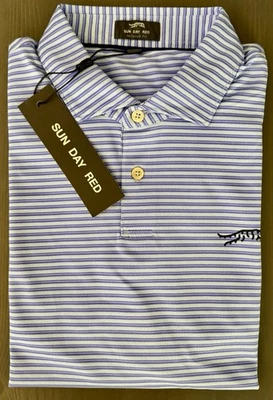 Sun Day Red X Tiger Woods Blue Stripe Golf Polo sz L Tailored Fit NWT - Image 1 of 4