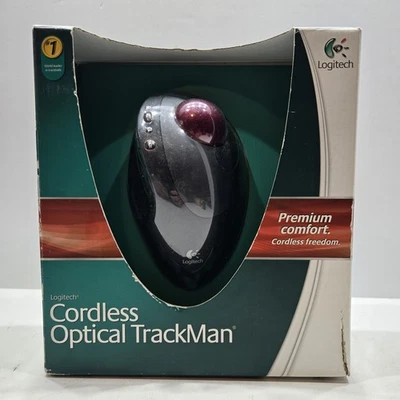 Logitech Cordless Optical TrackMan T-RB22 Trackball Mouse 904369-0403 *OPEN BOX* - image 1 of 4
