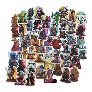 50 calcomanías adhesivas de Star Wars dibujos animados Kawaii artístico creativo divertido Jedi Sith - Imagen 1 de 5