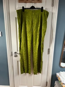 H&M Green Jacquard Green Chartreuse Wide Leg Trousers XXL UK 22 24 Plus Curve - Picture 1 of 7
