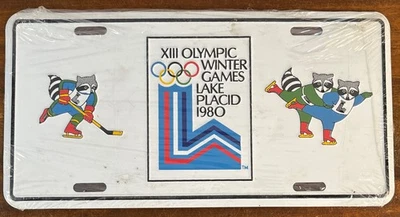 1980 Lake Placid XIII Juegos Olímpicos de Invierno Placa Etiqueta Hockey Figura Patín Nuevo Foto 1 de 4