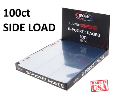 BCW - (NUEVO) 100ct Laserweld 9 Bolsillos - Páginas de Carga Lateral para Carpeta de Almacenamiento de Tarjetas Foto 1 de 4