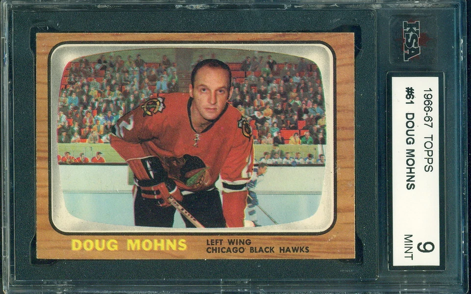1966 67 TOPPS #61 DOUG MOHNS KSA 9 MINT!! BLACK HAWKS - Image 1 of 1