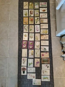 Collection Of 42 Antique Easter Postcards Featuring Flowers - Picture 1 of 10