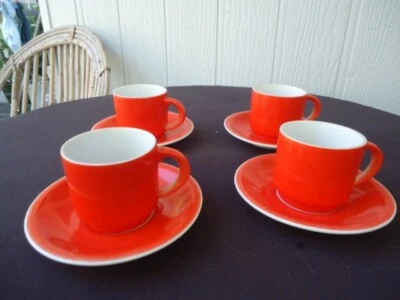 Juego de café té naranja vintage retro gempo Japón porcelana fina 4 tazas y platillos Foto 1 de 3