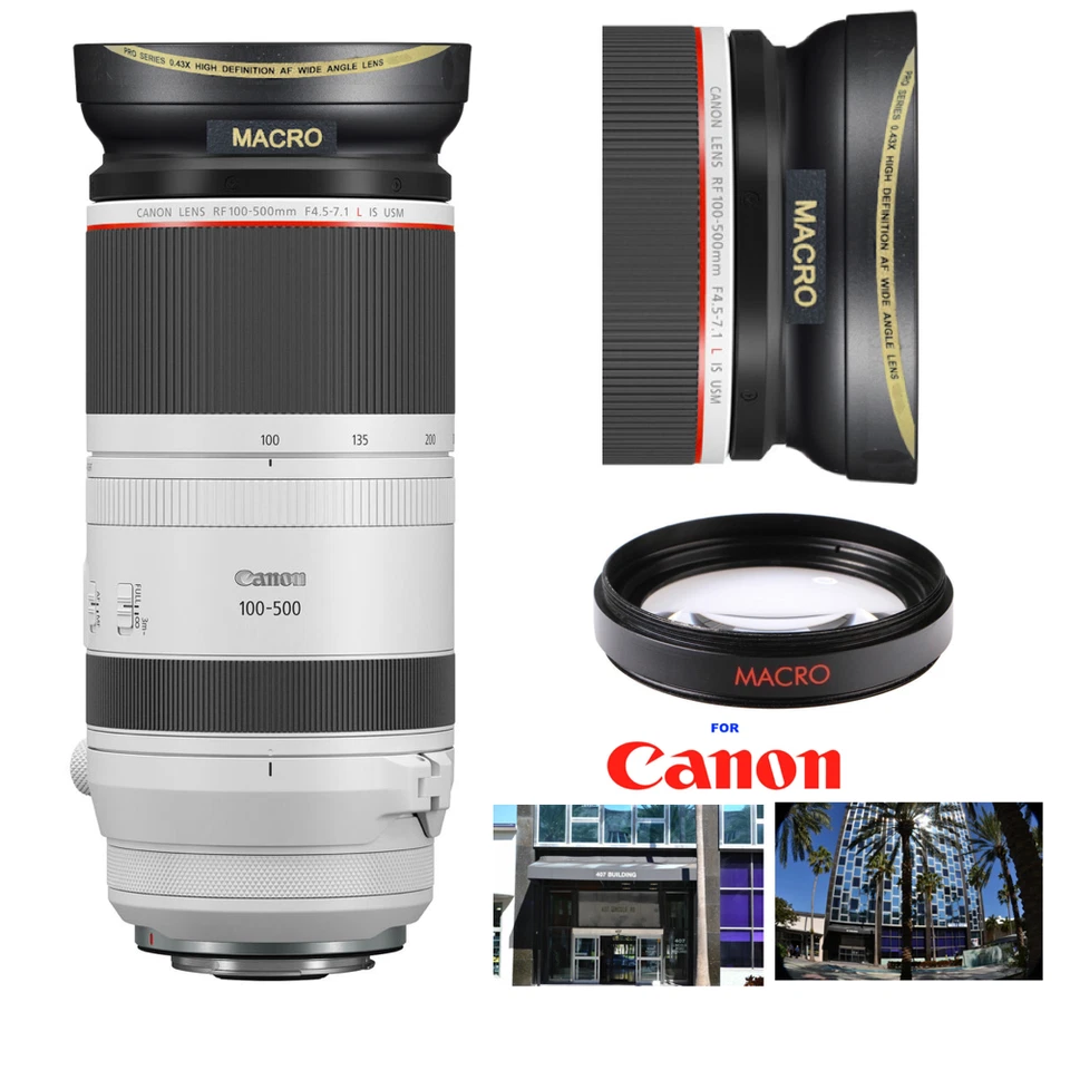 HD ULTRA WIDE ANGLE LENS + MACRO FOR Canon RF 100-500mm f/4.5-7.1 L IS USM Lens - Image 1 of 4