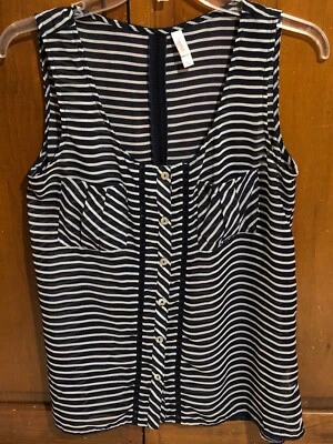 Xhilaration Med. Blusa Top Sin Mangas con Botones - Semi Transparente - Azul Marino Nueva Sin Etiquetas Foto 1 de 4
