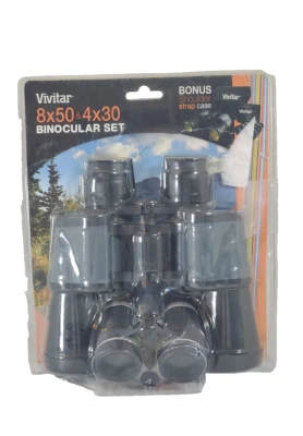 Juego de binoculares Vivitar 8x50 y 4x30 con estuches de transporte correa para el cuello paño de limpieza Foto 1 de 4