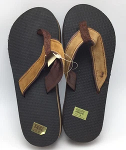 Chanclas de gamuza marrón de colección años 80 tangas gruesas zapatos de playa en capas W6,5 M5 pinups - Imagen 1 de 12