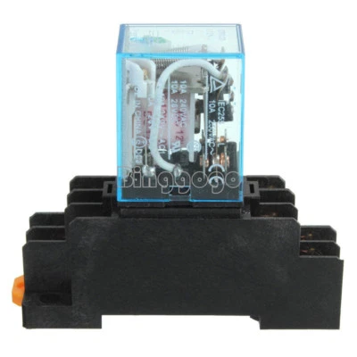 12V DC Coil Power Relay LY2NJ DPDT 8 Pin HH62P JQX-13F With Socket Base - Image 1 of 4