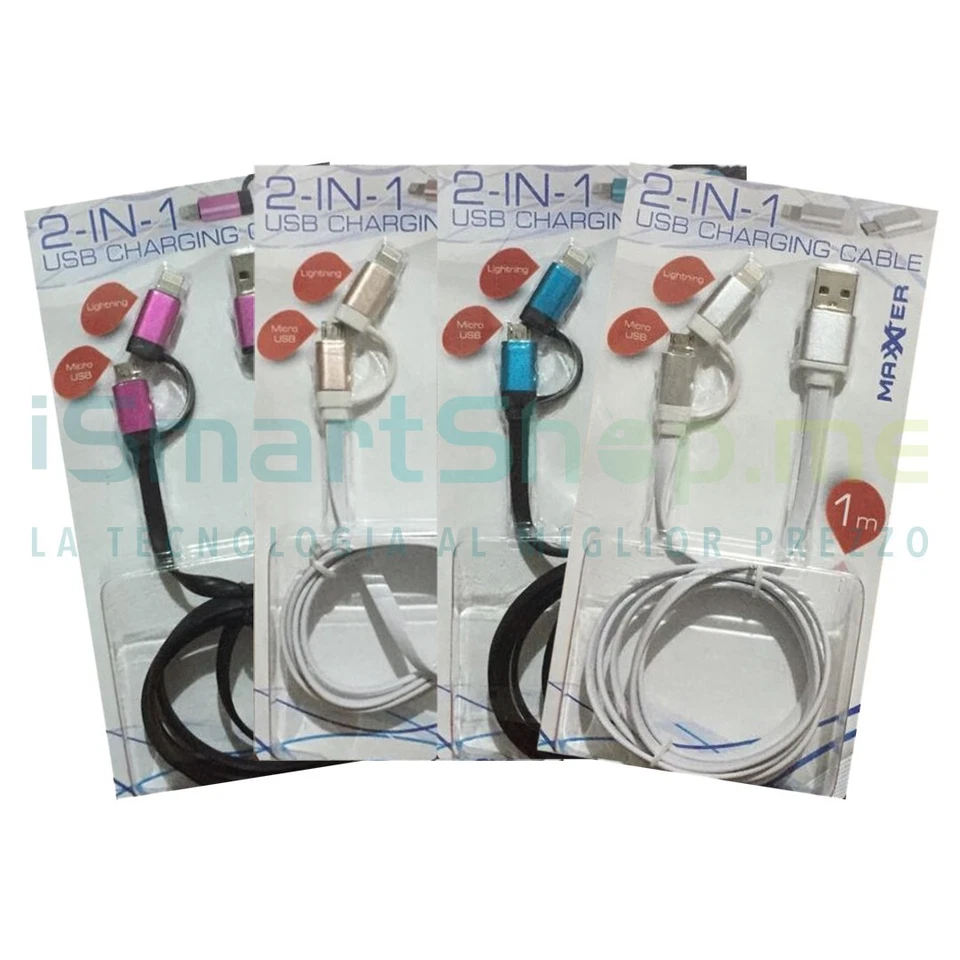 Cavo Ricarica 2 in 1 ~ iPhone & Android - Immagine 1 di 1