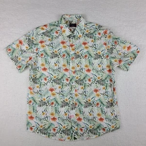 UNTUCkit Dress Shirt Mens Large Blue Green Floral Hawaiian Button Up - Picture 1 of 9